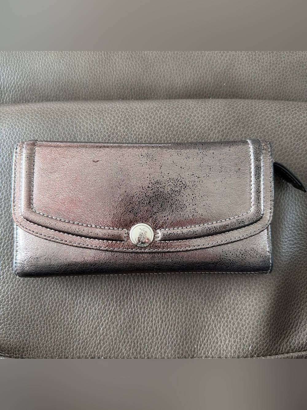 Coach Metallic Brown Long Fold Wallet